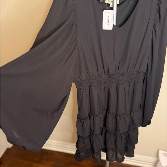 Haptics Long Sleeve Black Smocked Waist Ruffle Dress – Size 1X – NWT - Picture 3 of 5